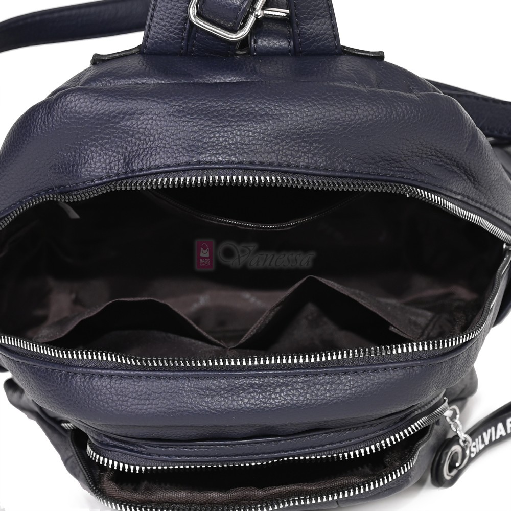  Дамска раница Silvia Rosa, от висококачествена еко кожа, в тъмносин цвят. Код: 5996