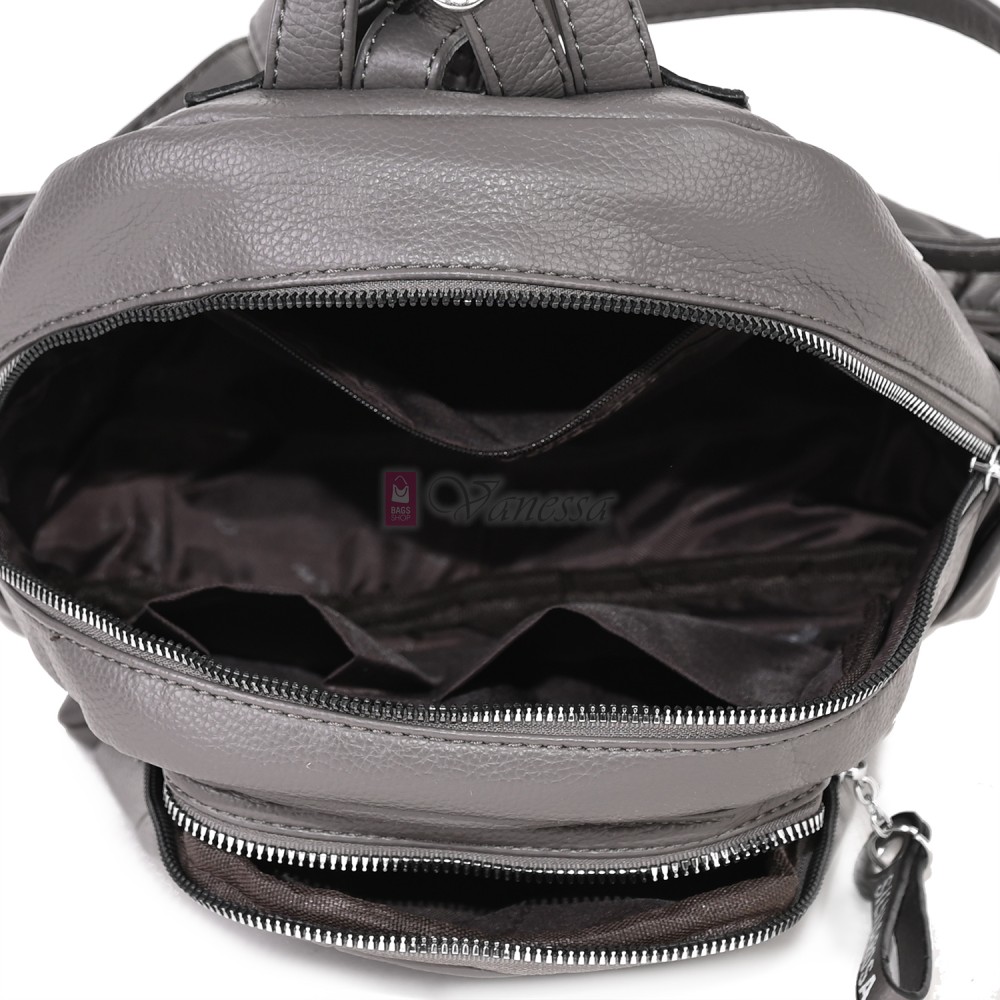  Дамска раница Silvia Rosa, от висококачествена еко кожа, в сив цвят. Код: 5996