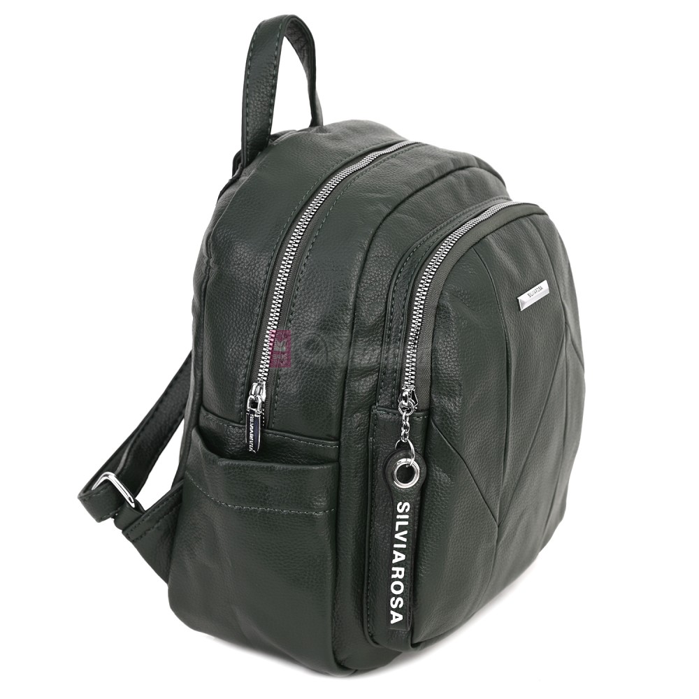  Дамска раница Silvia Rosa, от висококачествена еко кожа, в зелен цвят. Код: 5996