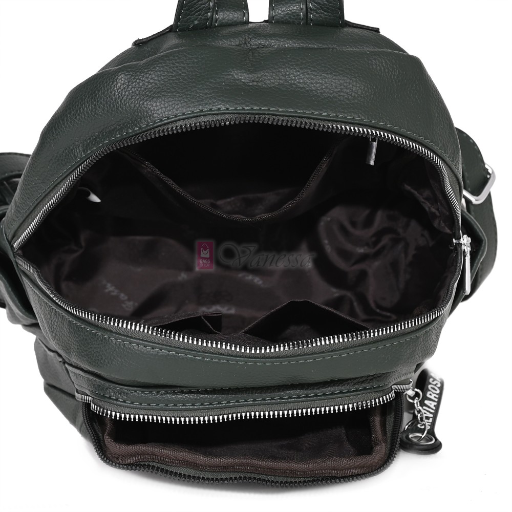  Дамска раница Silvia Rosa, от висококачествена еко кожа, в зелен цвят. Код: 5996