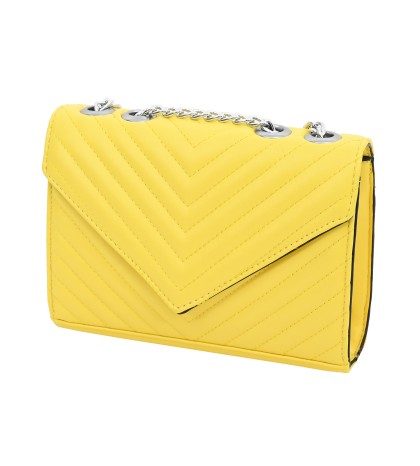 Малка дамска чанта от еко кожа в жълт цвят. Код: 601187