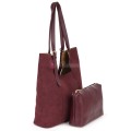 Двулицева дамска чанта от висококачествена еко кожа в цвят бордо. Код: 6065