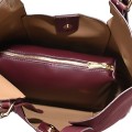 Двулицева дамска чанта от висококачествена еко кожа в цвят бордо. Код: 6065