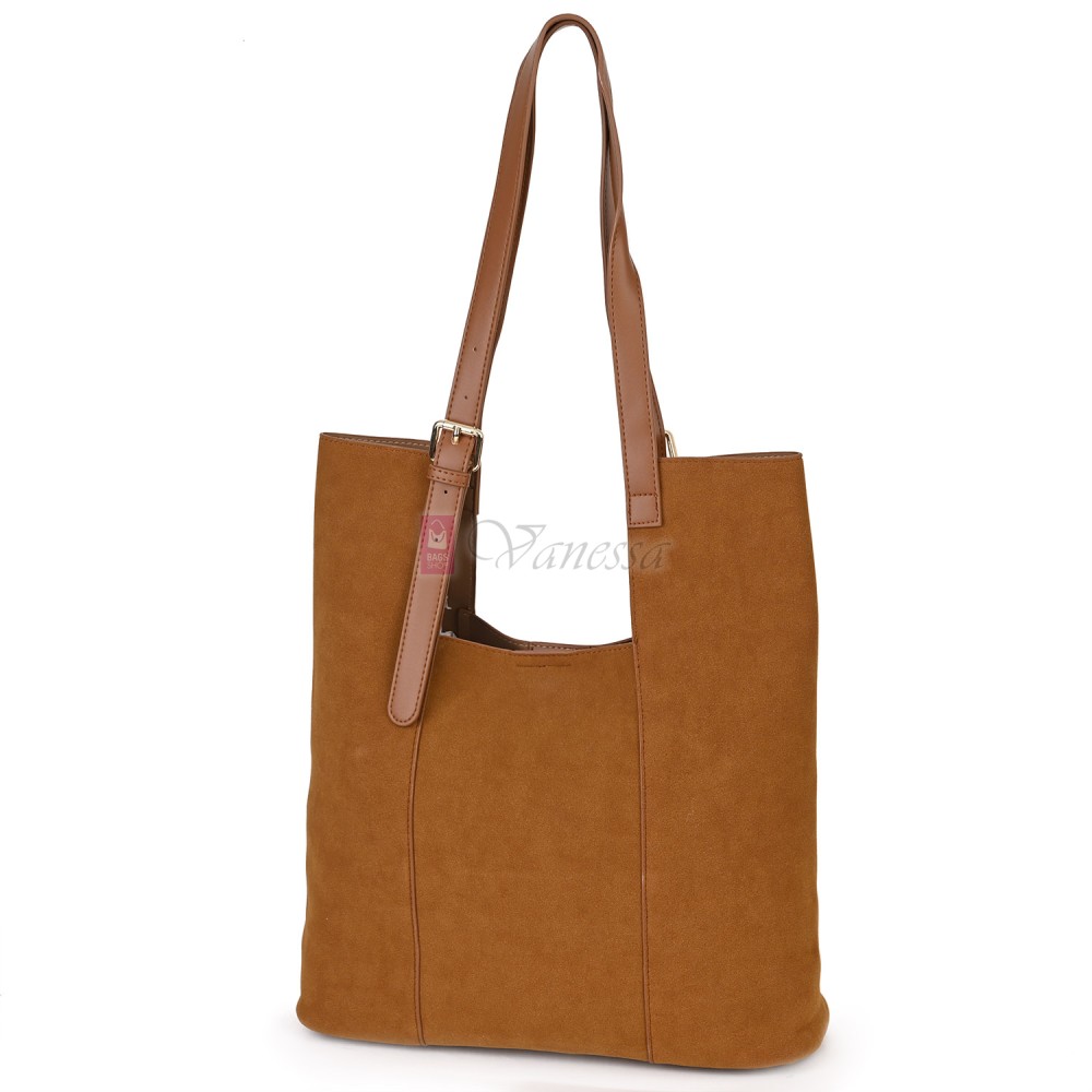 Двулицева дамска чанта от висококачествена еко кожа в светлокафяв цвят Код: 6065 Двулицева дамска чанта от висококачествена еко кожа в светлокафяв цвят Код: 6065