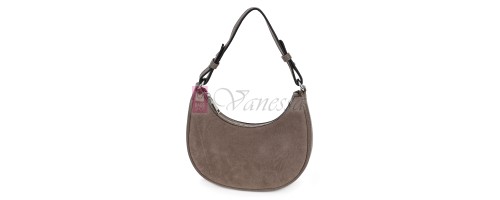 Малка дамска чанта от еко кожа и велур, в бежов цвят. Код: 61095-12