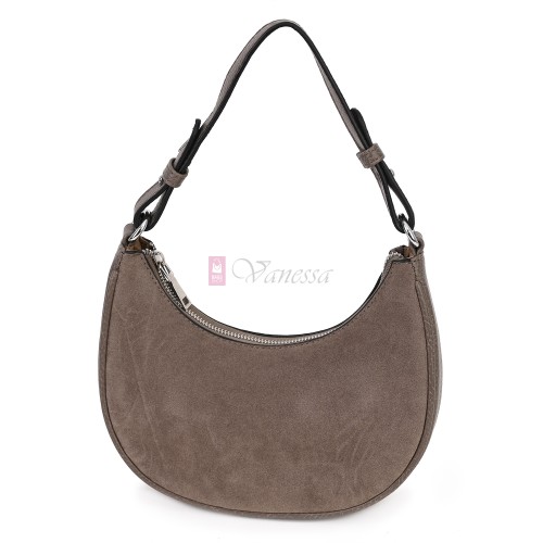 Малка дамска чанта от еко кожа и велур, в бежов цвят. Код: 61095-12