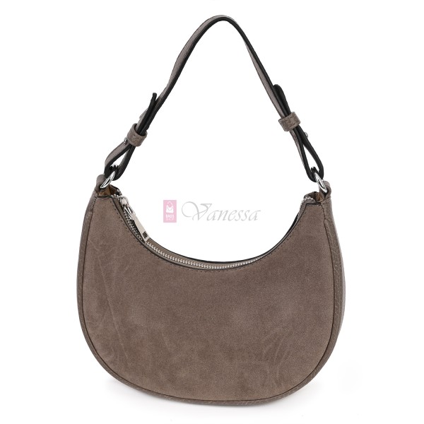 Малка дамска чанта от еко кожа и велур, в бежов цвят. Код: 61095-12