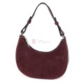 Малка дамска чанта от еко кожа и велур, в цвят бордо. Код: 61095-12
