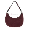 Малка дамска чанта от еко кожа и велур, в цвят бордо. Код: 61095-12