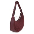 Малка дамска чанта от еко кожа и велур, в цвят бордо. Код: 61095-12