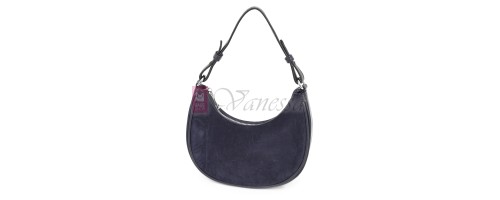 Малка дамска чанта от еко кожа и велур, в тъмносин цвят. Код: 61095-12