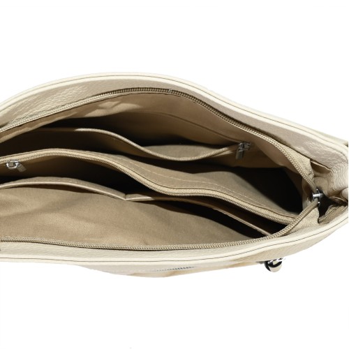 Дамска ежедневна чанта от висококачествена екологична кожа в светло бежов цвят Код: 621