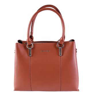 Дамска елегантна чанта от висококачествена еко кожа в оранжев цвят 6257