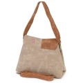  Дамска ежедневна чанта от велур, в бежов/кафяв цвят. Код: 6259-30