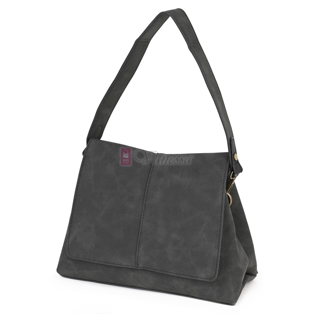  Дамска ежедневна чанта от велур, в тъмносив цвят. Код: 6259-30