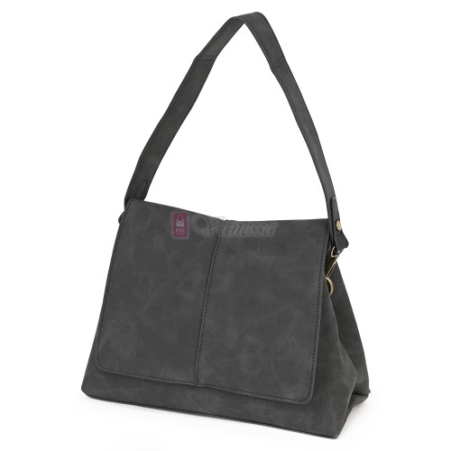  Дамска ежедневна чанта от велур, в тъмносив цвят. Код: 6259-30