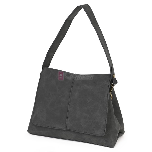  Дамска ежедневна чанта от велур, в тъмносив цвят. Код: 6259-30