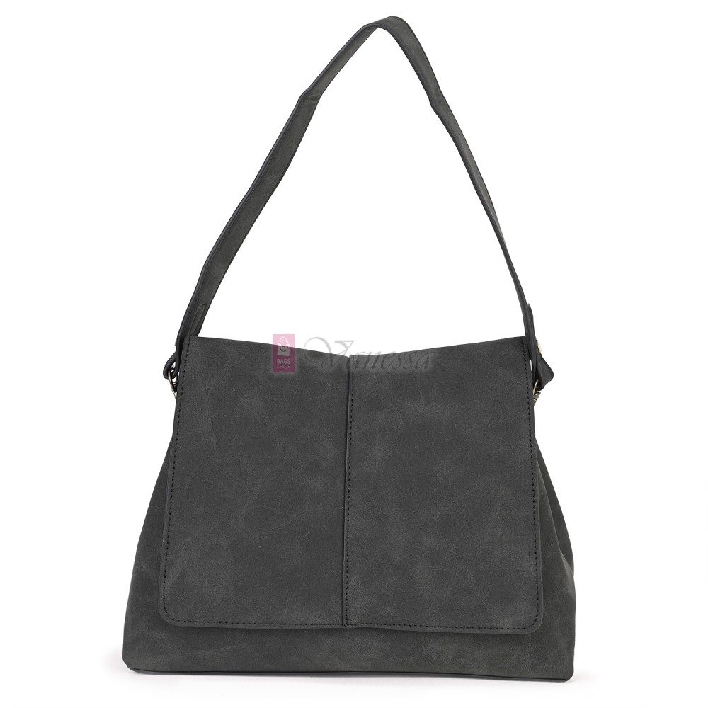  Дамска ежедневна чанта от велур, в тъмносив цвят. Код: 6259-30