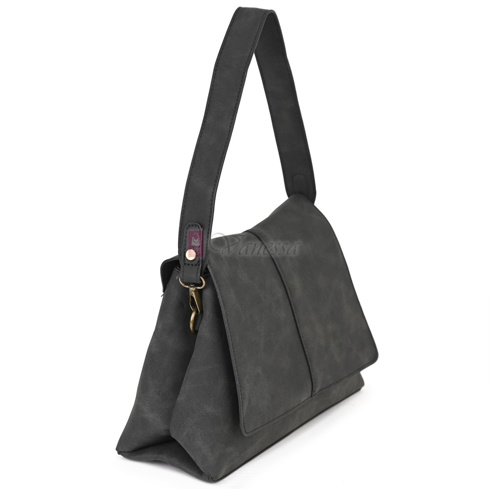  Дамска ежедневна чанта от велур, в тъмносив цвят. Код: 6259-30