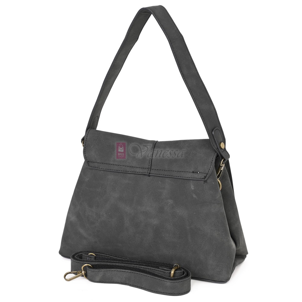  Дамска ежедневна чанта от велур, в тъмносив цвят. Код: 6259-30