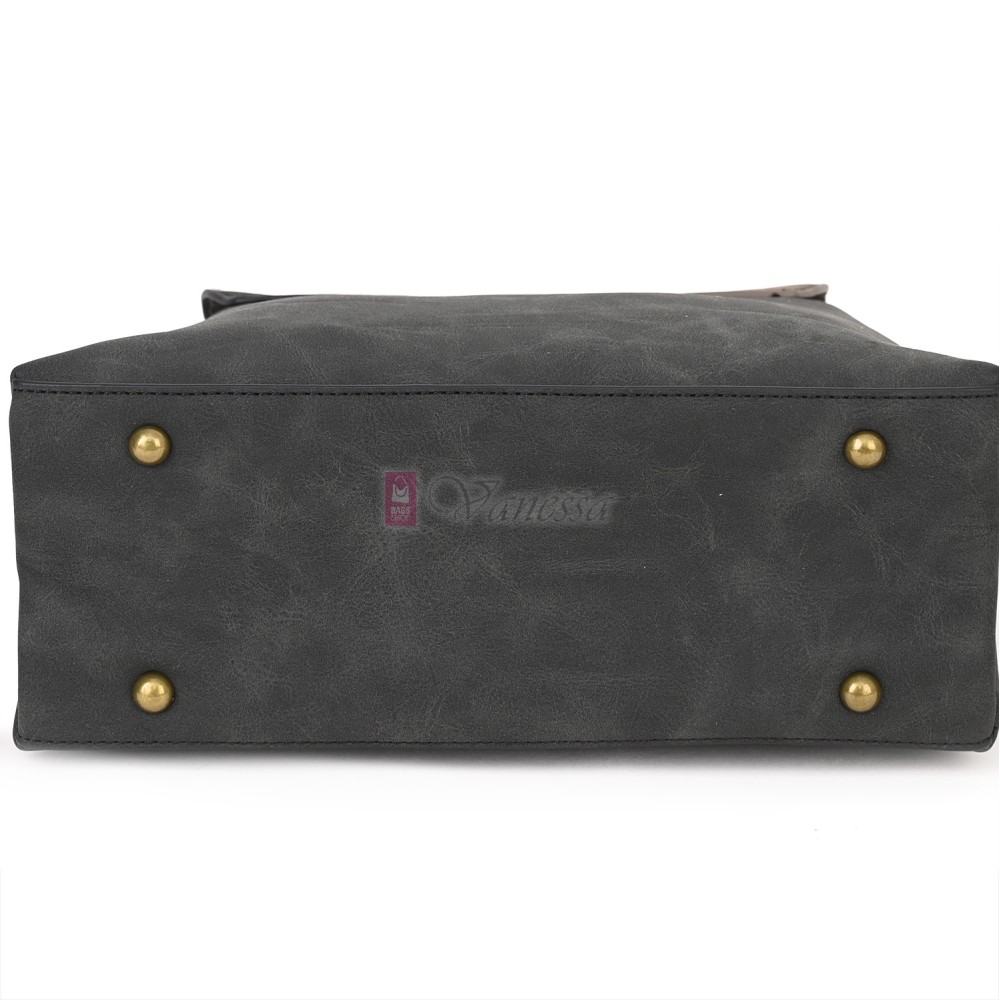  Дамска ежедневна чанта от велур, в тъмносив/бежов цвят. Код: 6259-30