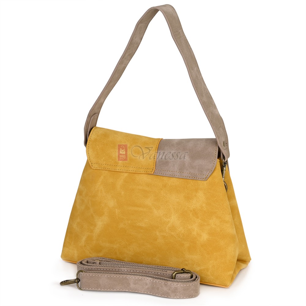  Дамска ежедневна чанта от велур, в жълт цвят. Код: 6259-30