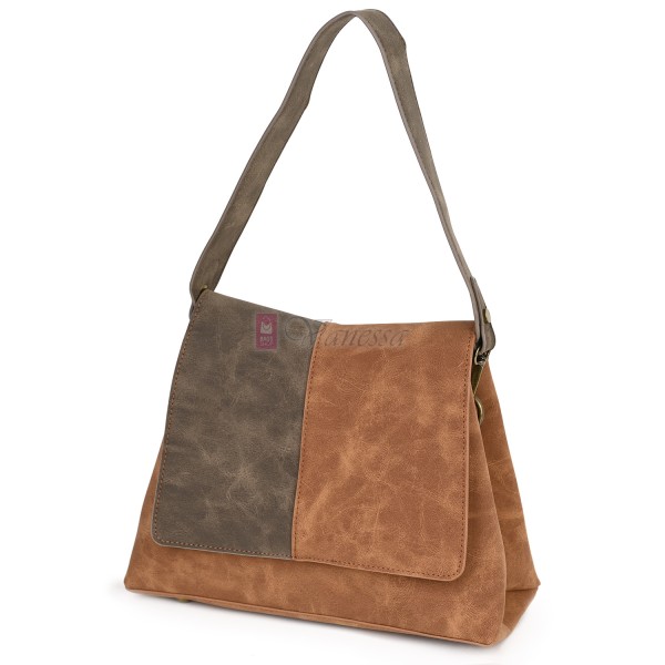  Дамска ежедневна чанта от велур, в кафяв цвят. Код: 6259-30