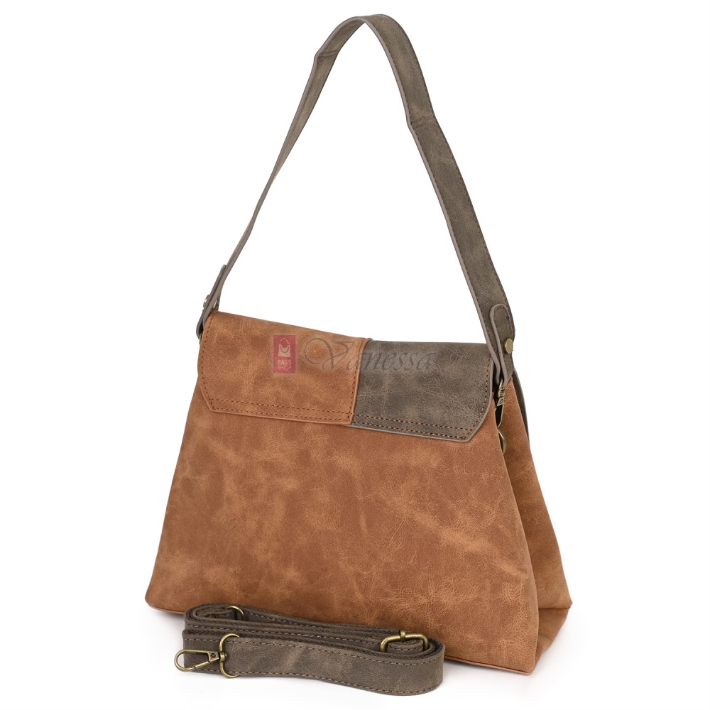  Дамска ежедневна чанта от велур, в кафяв цвят. Код: 6259-30