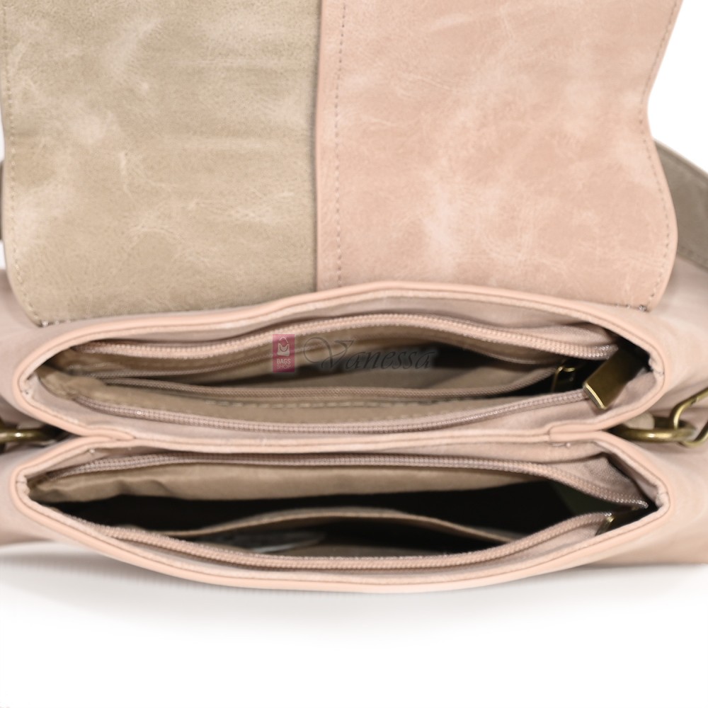  Дамска ежедневна чанта от велур, в розов цвят. Код: 6259-30