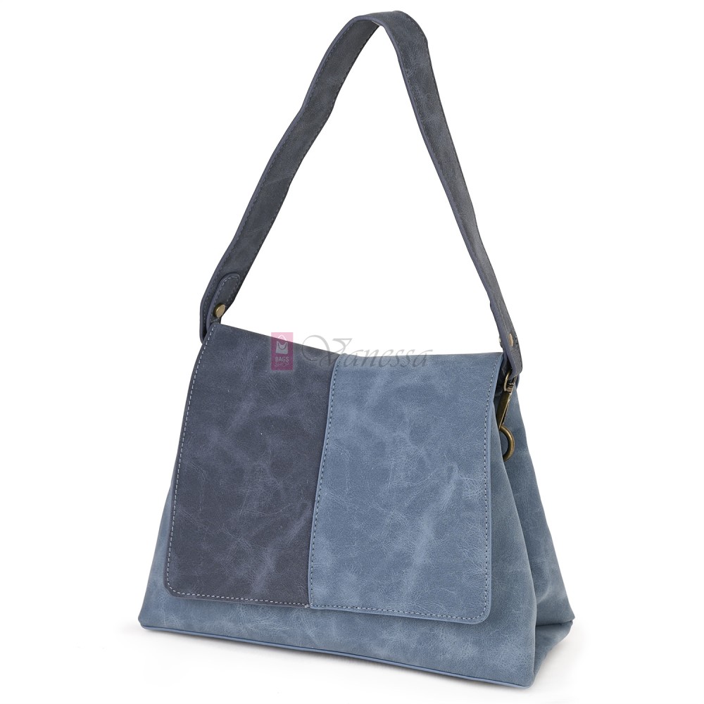  Дамска ежедневна чанта от велур, в син цвят. Код: 6259-30