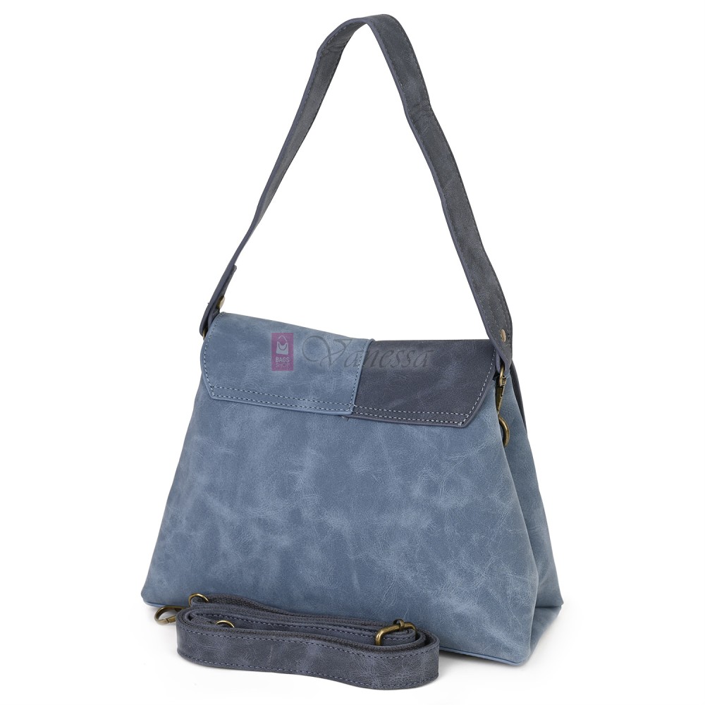  Дамска ежедневна чанта от велур, в син цвят. Код: 6259-30