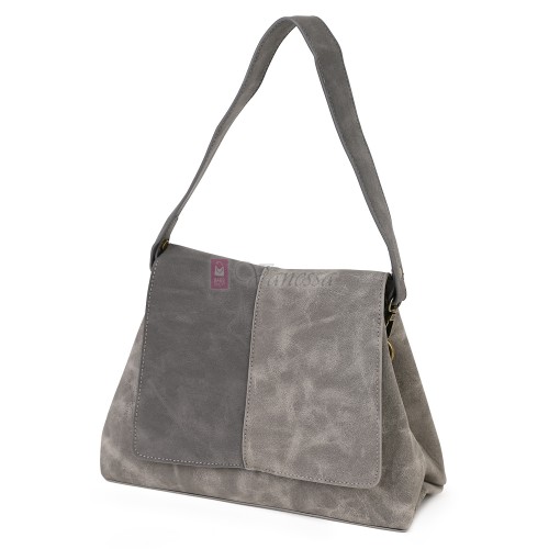 Дамска ежедневна чанта от велур, в сив цвят. Код: 6259-30