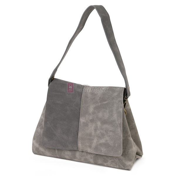  Дамска ежедневна чанта от велур, в сив цвят. Код: 6259-30