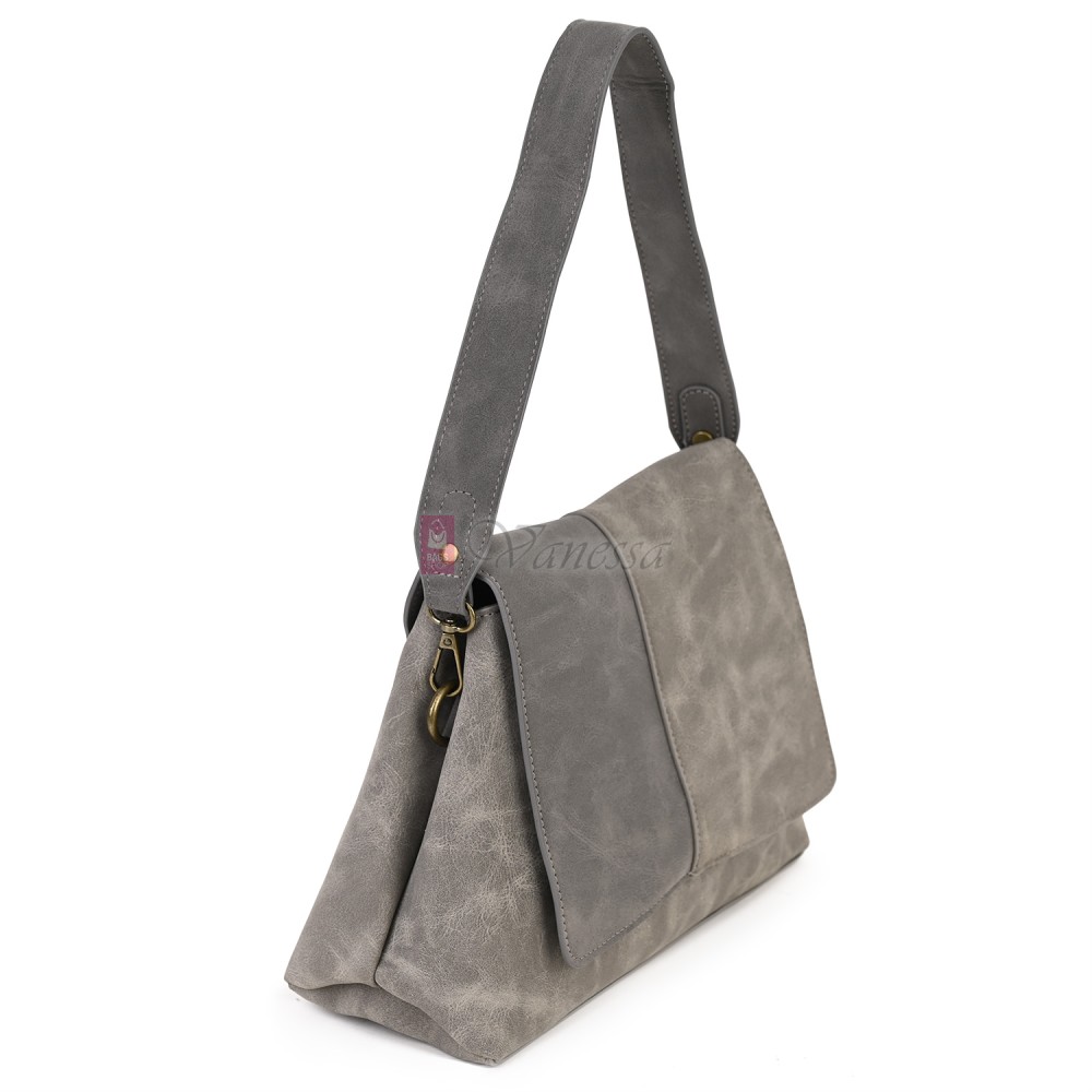  Дамска ежедневна чанта от велур, в сив цвят. Код: 6259-30