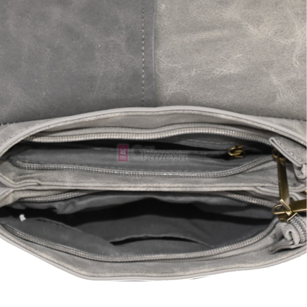  Дамска ежедневна чанта от велур, в сив цвят. Код: 6259-30