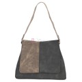 Дамска ежедневна чанта от велур, в тъмносив/бежов цвят. Код: 6259-30