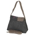  Дамска ежедневна чанта от велур, в тъмносив/бежов цвят. Код: 6259-30