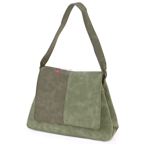  Дамска ежедневна чанта от велур, в зелен цвят. Код: 6259-30