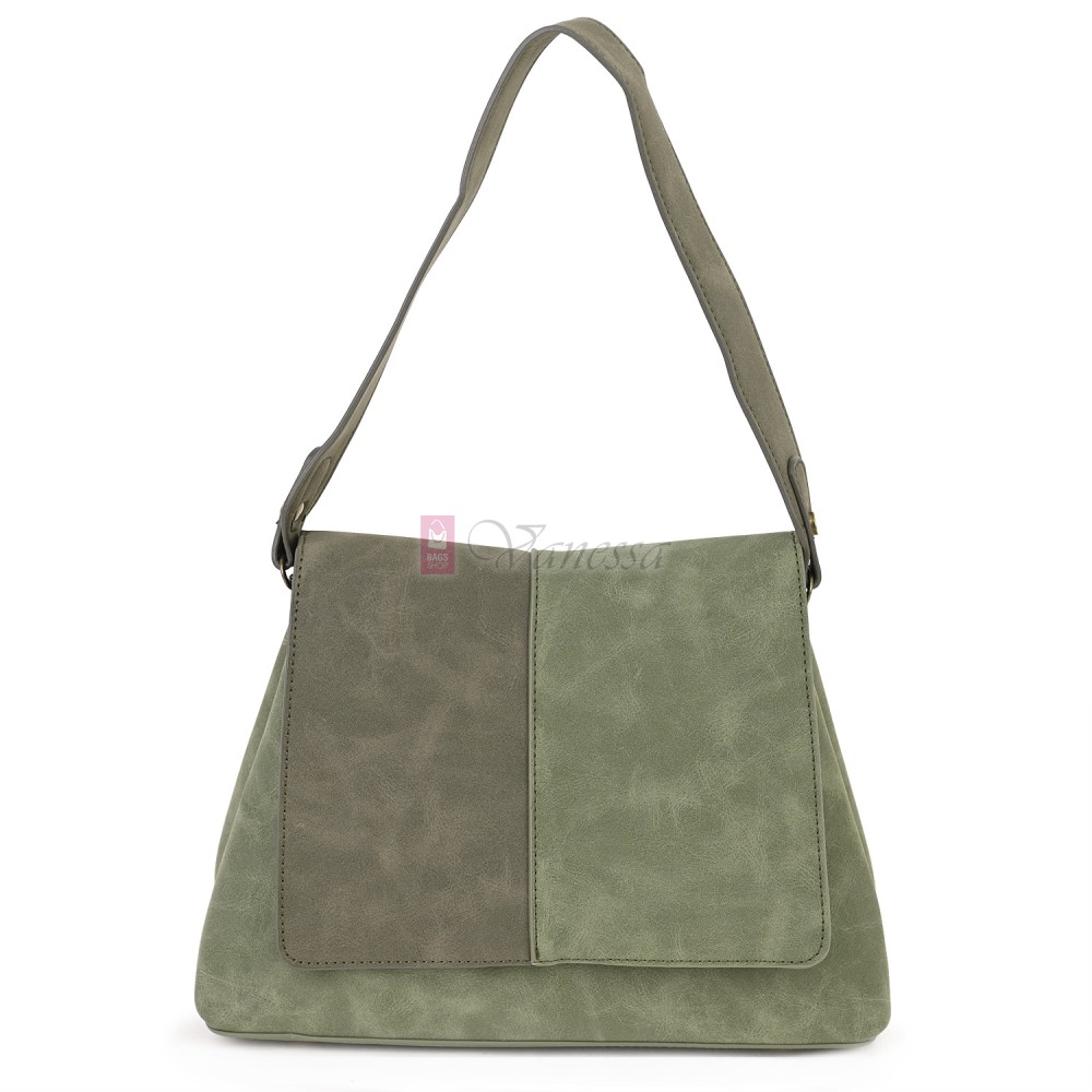  Дамска ежедневна чанта от велур, в зелен цвят. Код: 6259-30