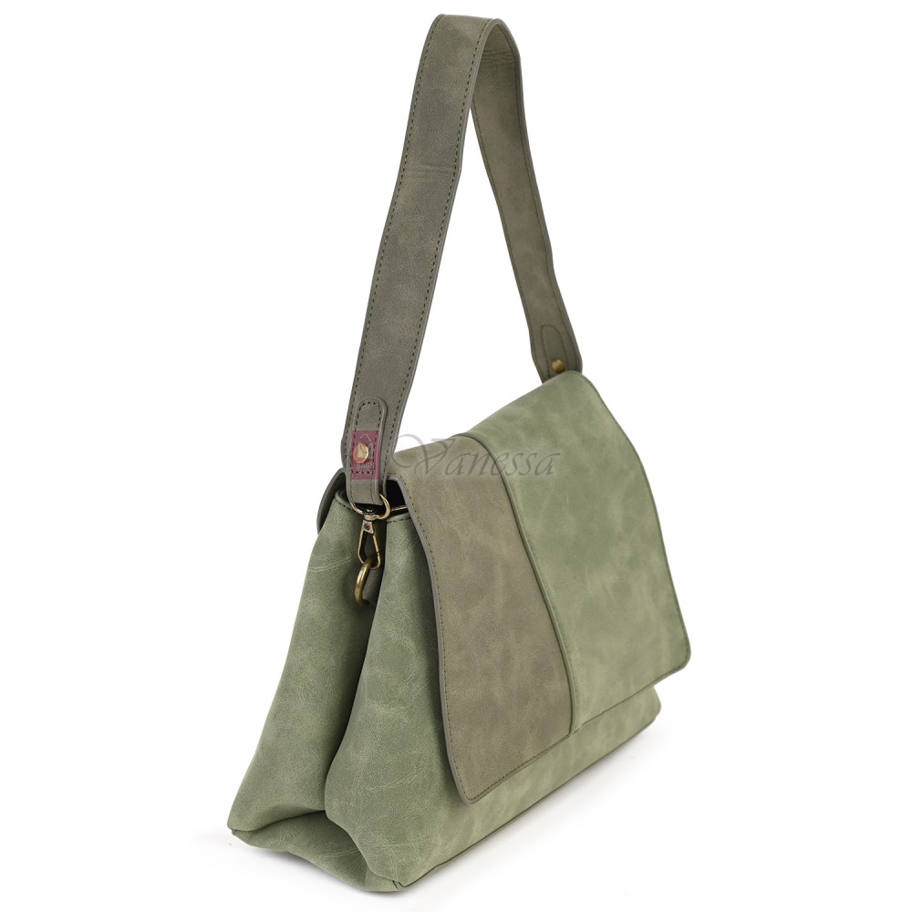  Дамска ежедневна чанта от велур, в зелен цвят. Код: 6259-30