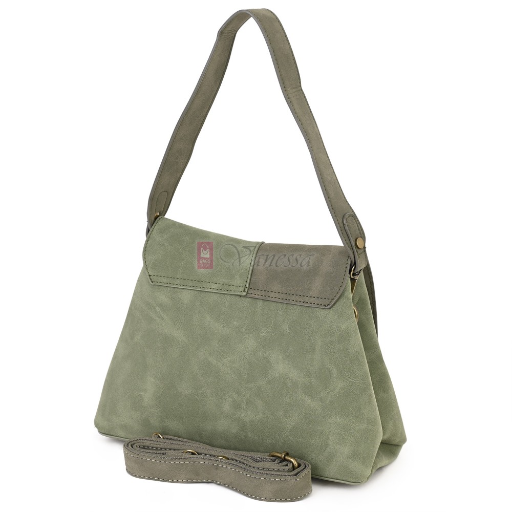  Дамска ежедневна чанта от велур, в зелен цвят. Код: 6259-30