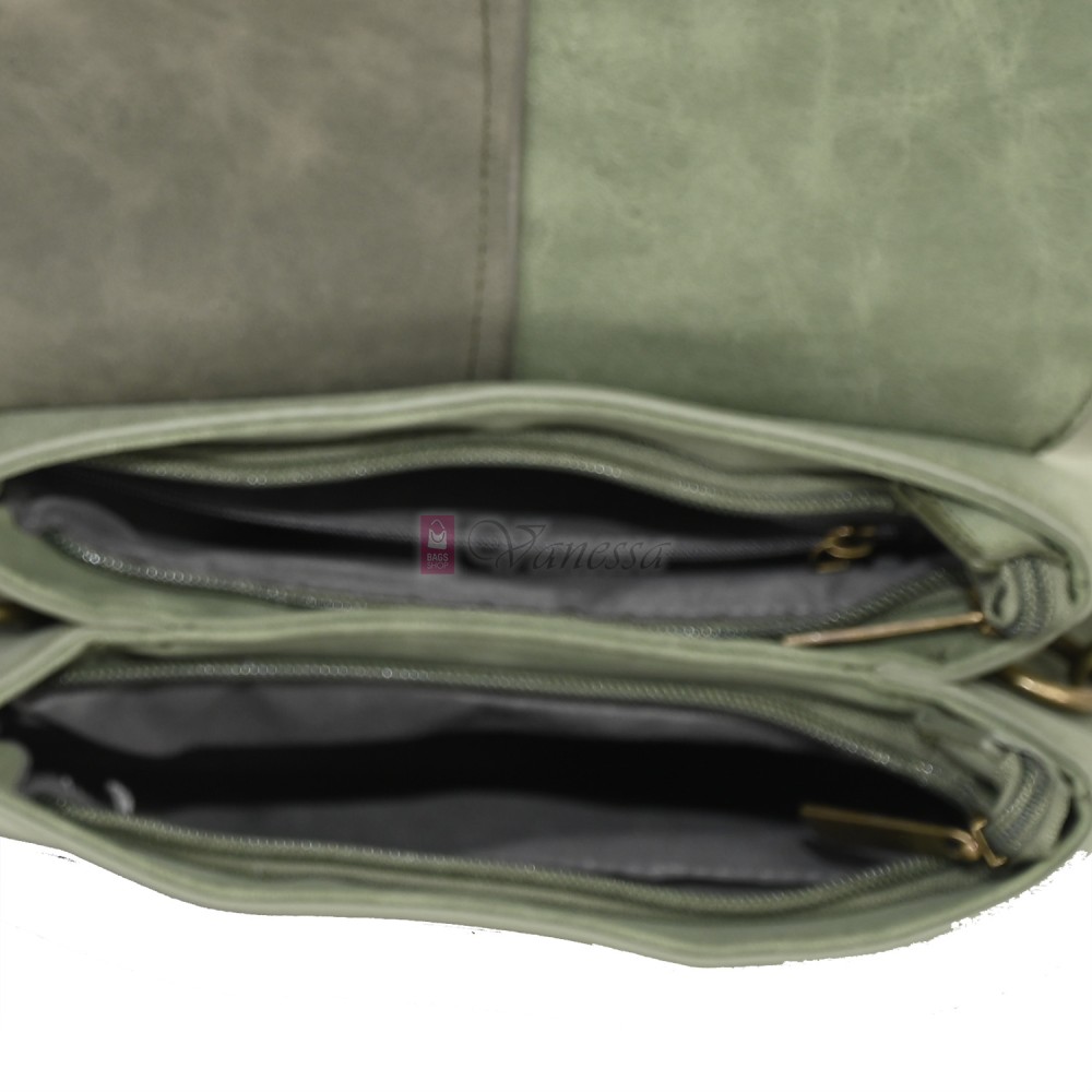  Дамска ежедневна чанта от велур, в зелен цвят. Код: 6259-30