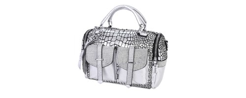  Дамска чанта от висококачествена еко кожа в сребрист цвят. Код: 6345