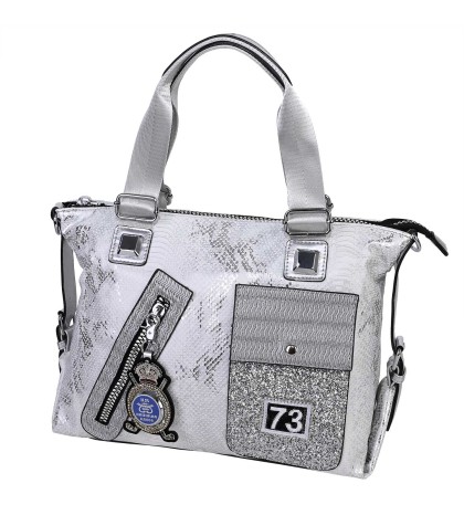  Дамска чанта от висококачествена еко кожа в сребрист цвят. Код: 6372