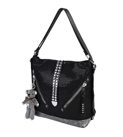  Дамска чанта/раница от висококачествена еко кожа в черен цвят. Код: 6374