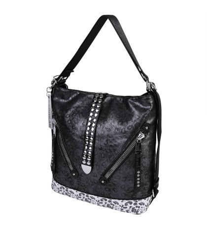  Дамска чанта/раница от висококачествена еко кожа в тъмносив цвят. Код: 6379