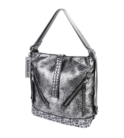  Дамска чанта/раница от висококачествена еко кожа в сребрист цвят. Код: 6379