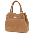 Елегантна дамска чанта, от естествена велурена кожа, в светлокафяв цвят. Код: EK65