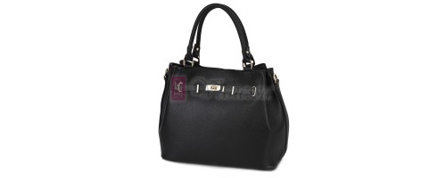 Елегантна дамска чанта, от естествена кожа, в черен цвят. Код: EK65