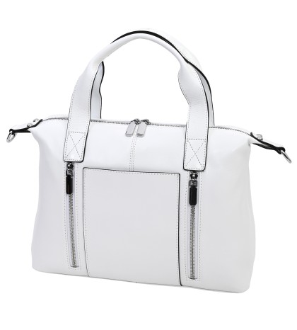 Дамска чанта от естествена кожа в бял цвят. Код: 6603